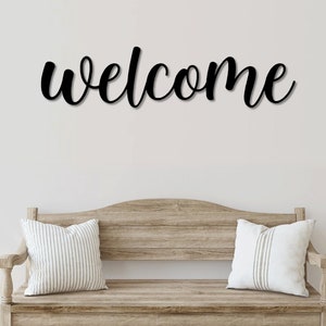 Welcome Metal Word Art Kembara Script Word Art Indoor Outdoor Welcome Metal Sign Metal Wall Art Farmhouse Decor Welcome Word Art image 3