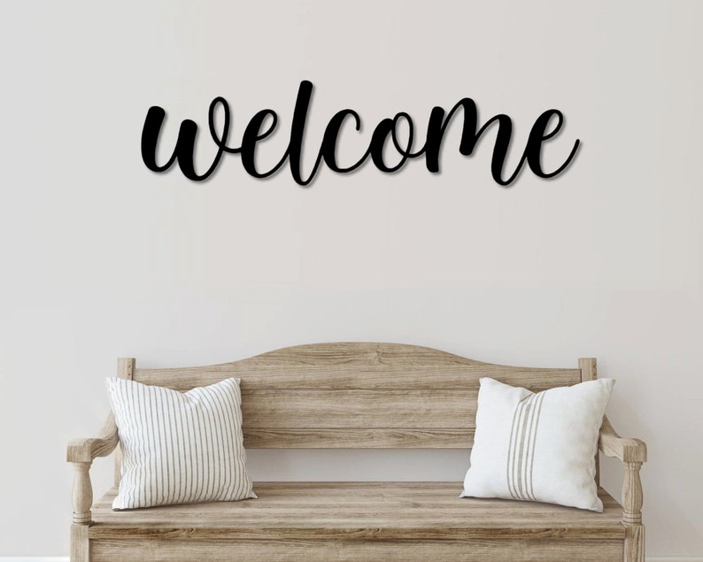 Welcome Metal Word Art Kembara Script Word Art Indoor Outdoor Welcome Metal Sign Metal Wall Art Farmhouse Decor Welcome Word Art image 3