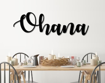 Ohana Metal Word Art | Autumn Script Word Art | Indoor - Outdoor Ohana Metal Sign | Farmhouse Decor | Ohana Word Art | Metal Art