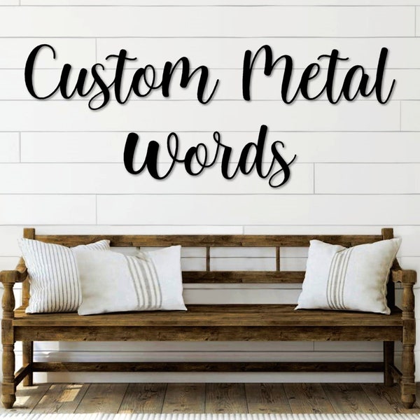 Custom Script Metal Word Sign | Kembara Script Personalized Metal Name Sign | Farmhouse Decor | Custom Word Art | Metal Wall Art |Word Art