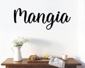 Mangia Metal Word Art Kembara Script Word Art Indoor Outdoor Mangia Metal Sign Metal Wall Art Farmhouse Decor Mangia Word