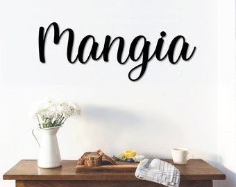 Mangia Metal Word Art | Kembara Script Word Art | Indoor Outdoor Mangia Metal Sign | Metal Wall Art | Farmhouse Decor | Mangia Word