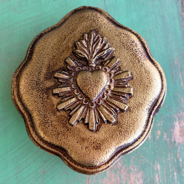 Gold Sacred Heart Jewelry Box – 6" x 5.5"