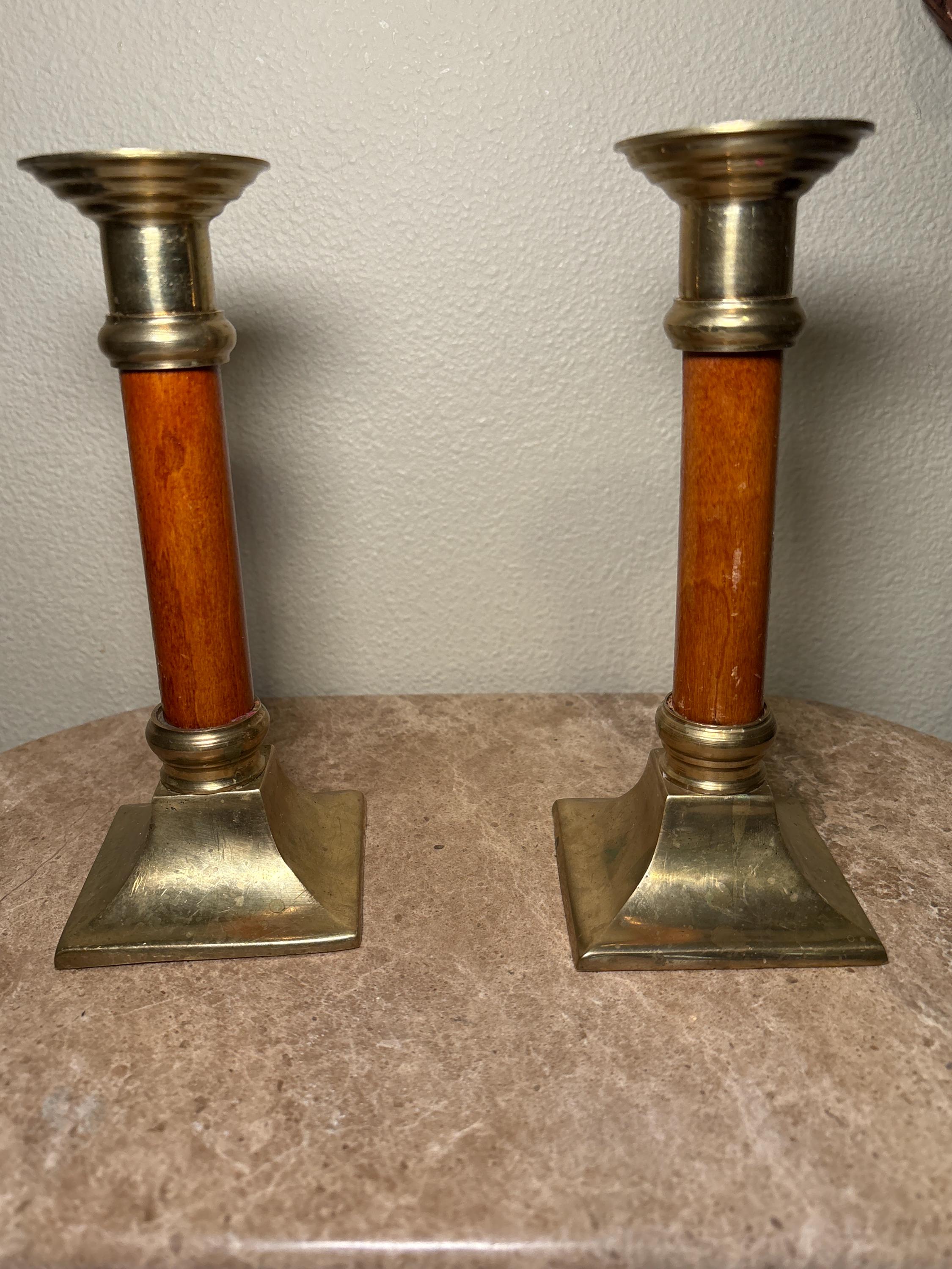 ヴィンテージ真鍮と木製のキャンドルホルダーセット - Etsy 日本