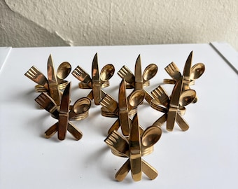 Vintage Retro Cutlery Brass Napkin Rings