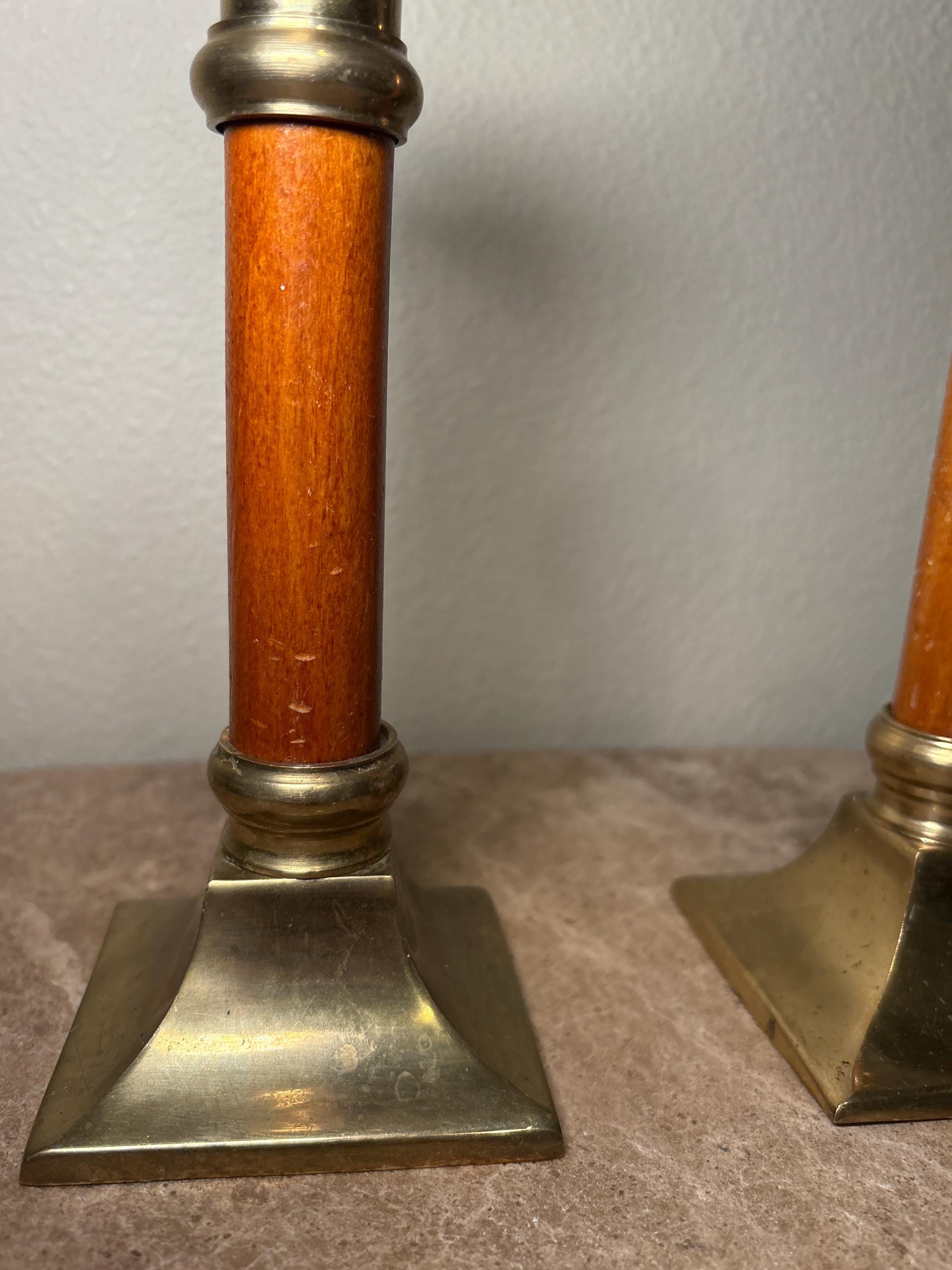 ヴィンテージ真鍮と木製のキャンドルホルダーセット - Etsy 日本