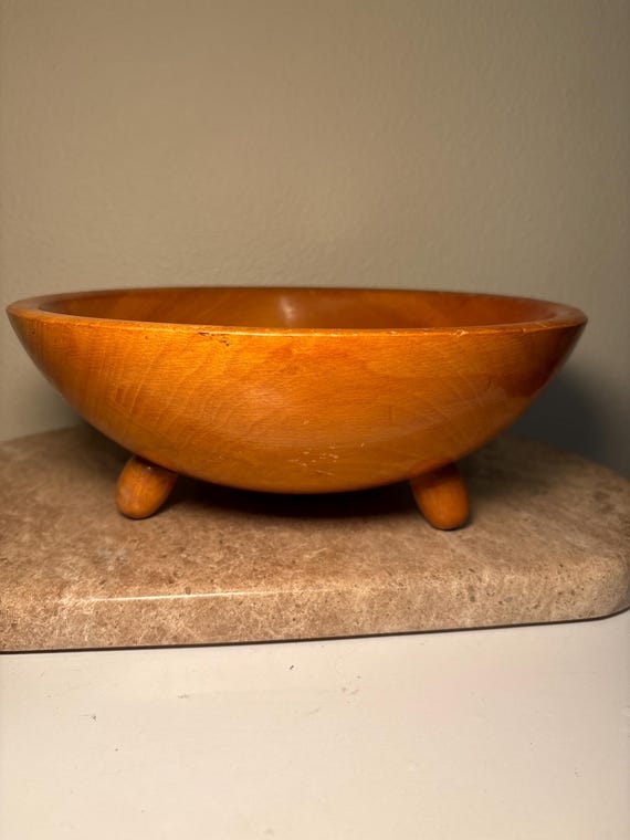 Vintage Holz Schüssel mit Fuß