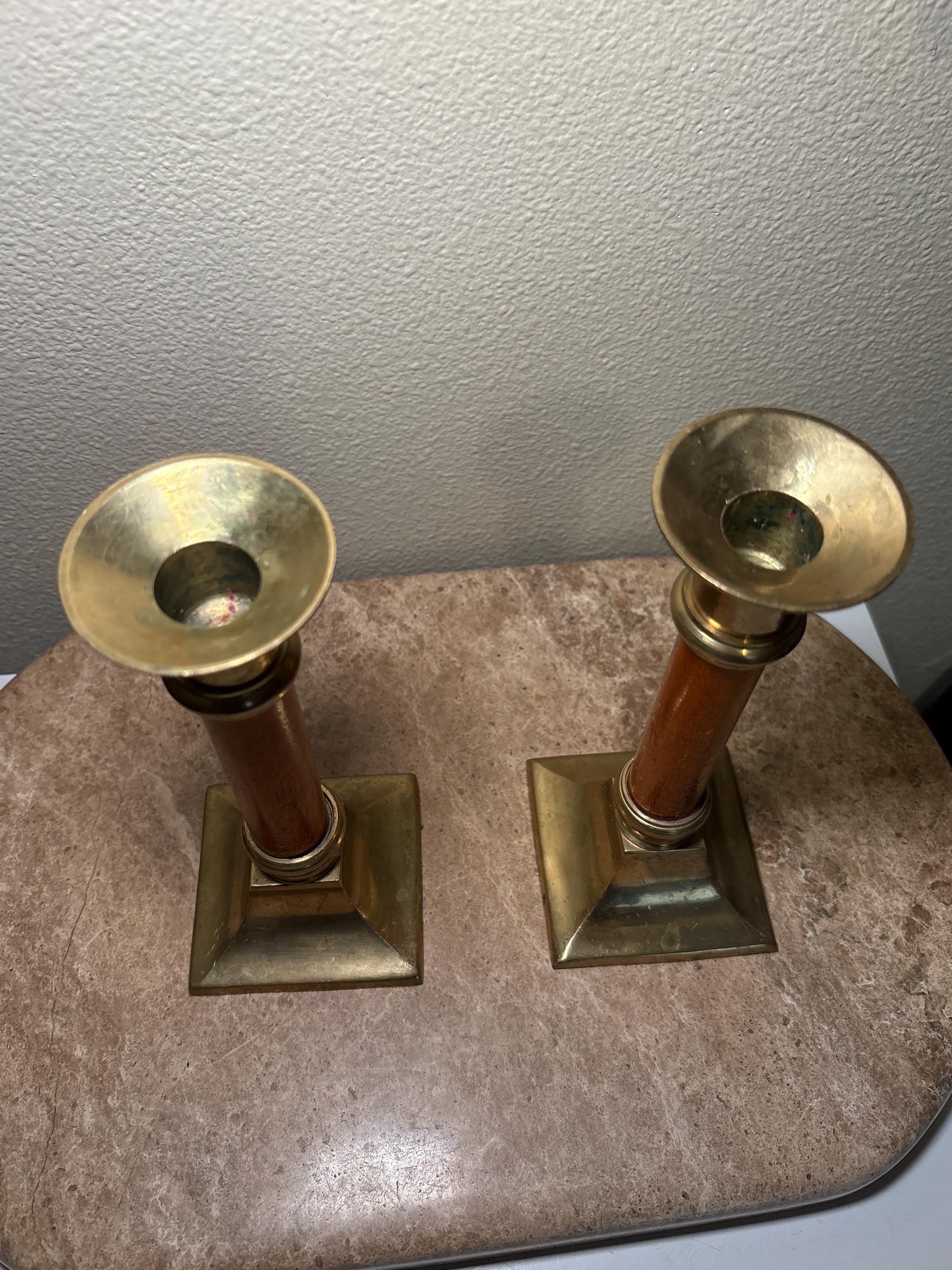 ヴィンテージ真鍮と木製のキャンドルホルダーセット - Etsy 日本