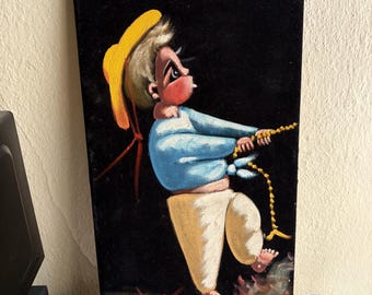 Pintura de terciopelo de arte popular mexicano vintage