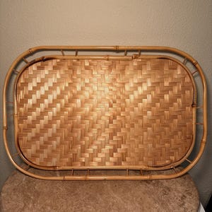 Set of Two Vintage Bamboo Trays