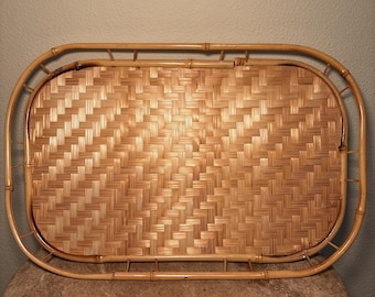Set of Two Vintage Bamboo Trays