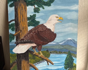 Große Weißkopfseeadler Malerei auf Holzplatte