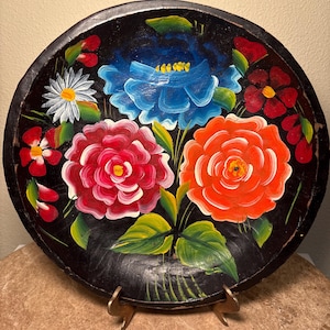 Vintage Mexican Batea Folk Art Bowl