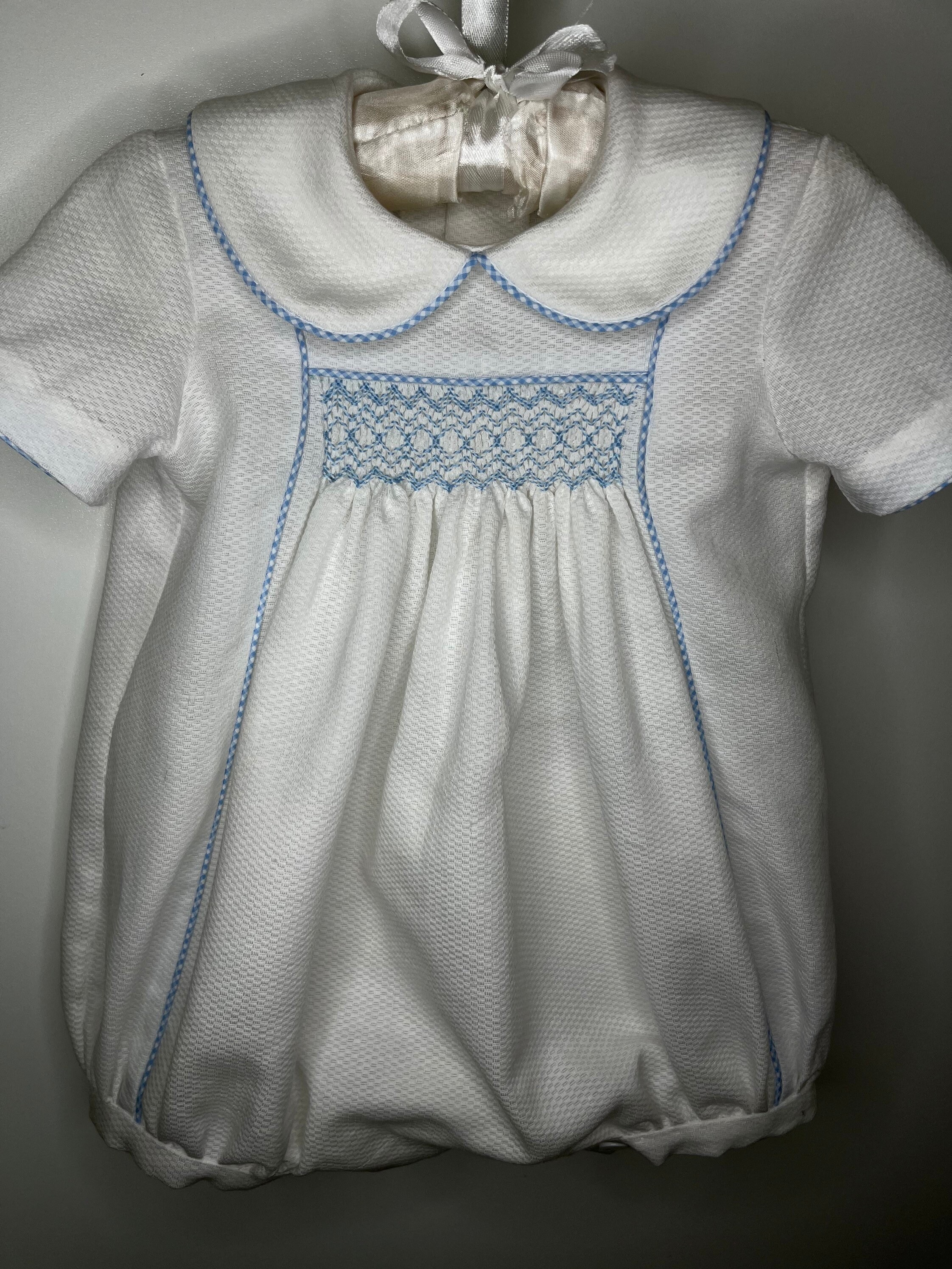 Petit Bebe Knits Baby Boys Smocked Bunny Face Light Blue Bubble main image 0