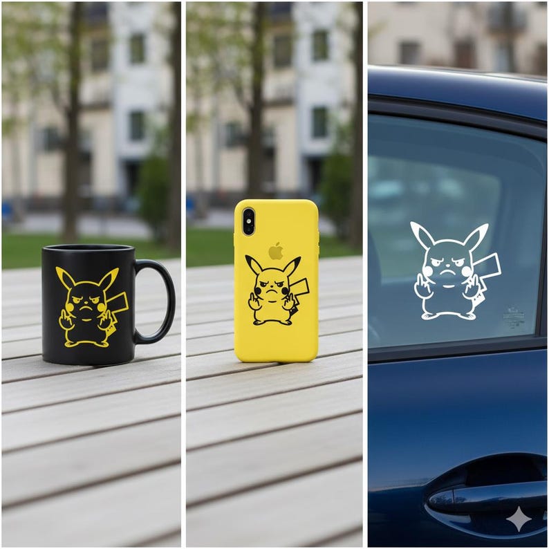 Pikachu Middle Pikachu Middle Fingers Vinyl Decal - Etsy