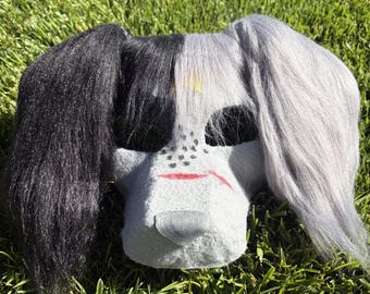 Zwart en grijs hondenmasker Therian/Furry/Quadrobist!