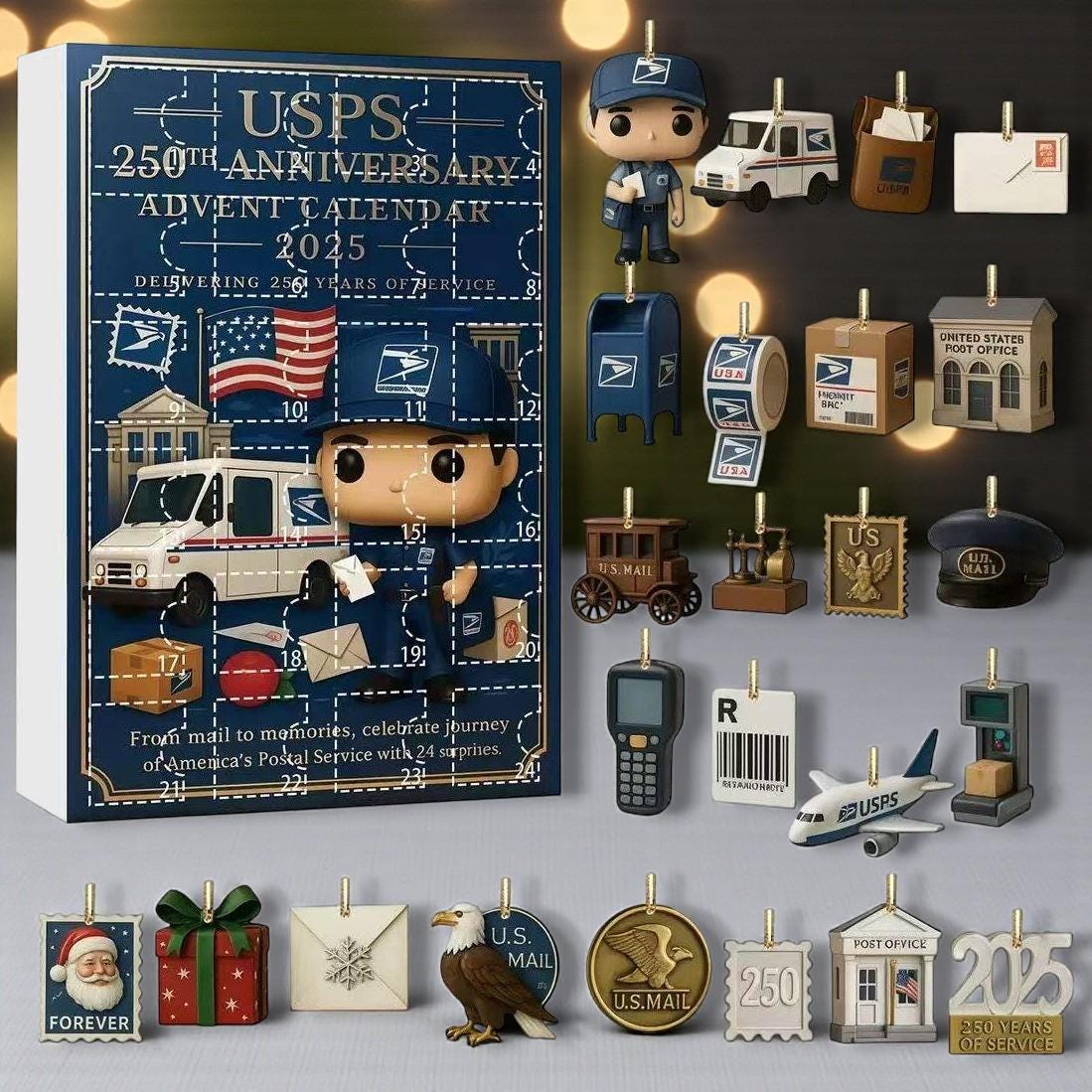 Discover Postal Service Advent Calendar 2025, Anniversary Countdown Box, Metal Collectible Set, Gift for Workers