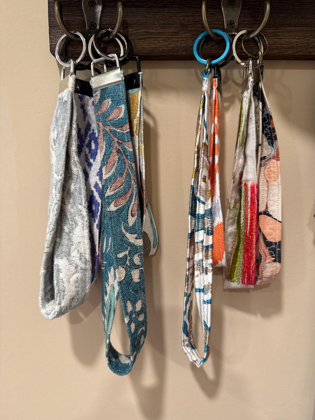 Handmade Fabric Wristlet Keychain, Upcycled Textile Key Fob - Etsy