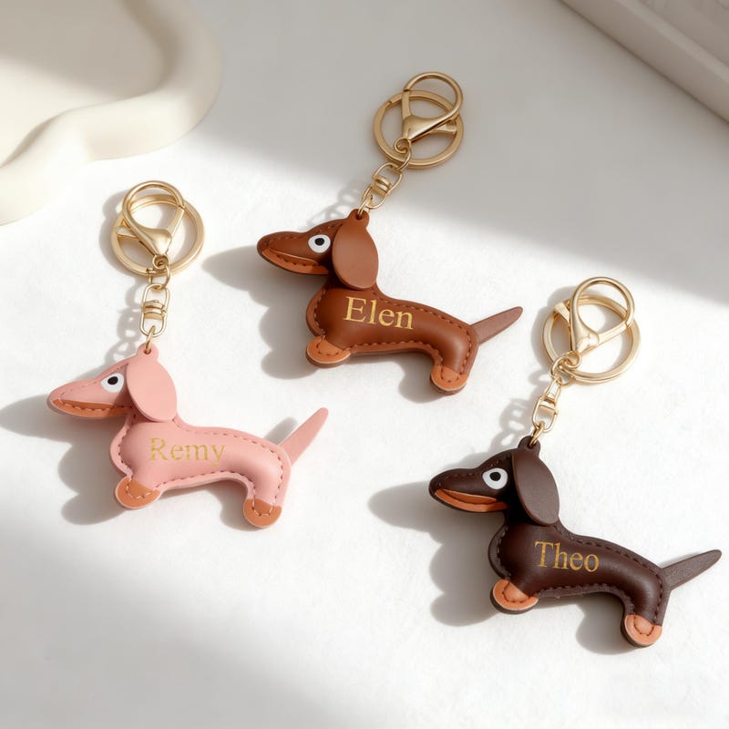 Personalized Dachshund Keychain, Custom Name & Initial Keyring, Dog Lover Gift for Birthday, Thanksgiving  Christmas