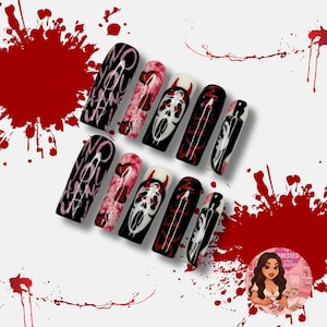 Slasher Ghost Press On Nails: Halloween Gel X Nails