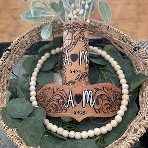 Custom Leather Bouquet Wrap and Garter – Hand Tooled & Personalized for Your Wedding, Personalized Wedding Keepsake, Tooled Floral Design