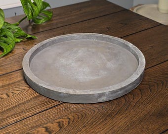 Handmade Round Concrete Tray: Modern Minimalist Catchall Organizer