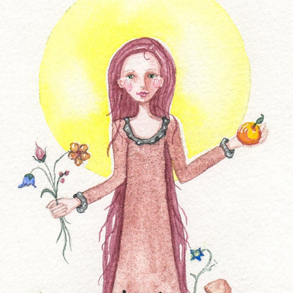 Blessing art, Summers Abundance, Fairy Tale,  Original painting or Greeting card, or Print