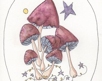 A Celebration of Mushrooms, OOAK, Original Painting