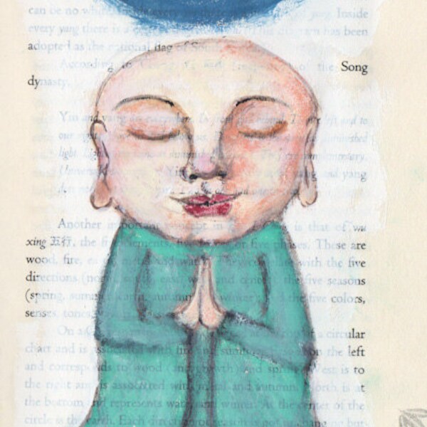 Peace, Prayer, Meditation, Buddhist  Monk, World Peace, Namaste, Greeting Card or Art Print