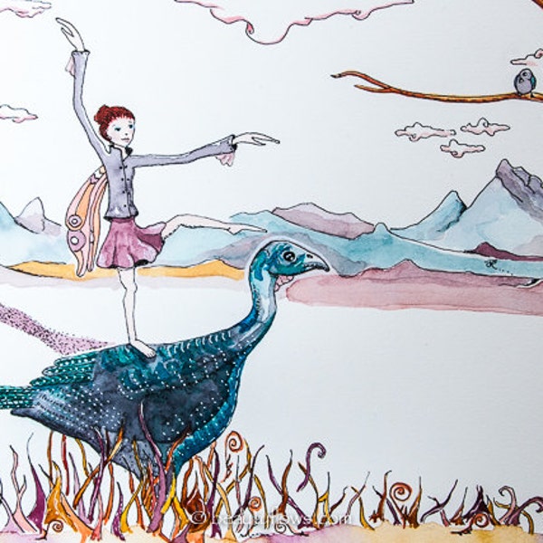 Thanksgiving Card, Turkey Love, Yoga on a Bird, Standing Balancing Pose, Greeting Card or Photographic Art Print