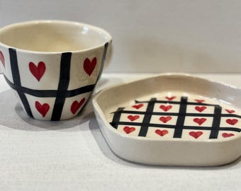 Juego de tazas de té con forma de corazón pequeño