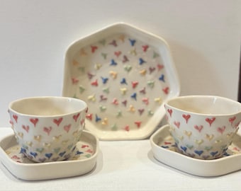 Combo perfecto de 5 piezas para el té de la tarde en cerámica artesanal.