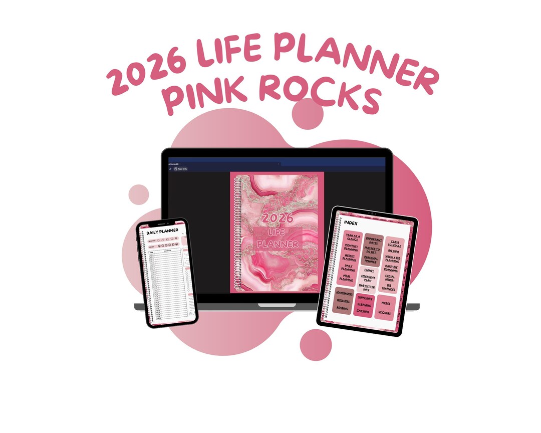 2026 Pink Rocks Digital Planner ~ Customizable Templates ~ ADHD ...