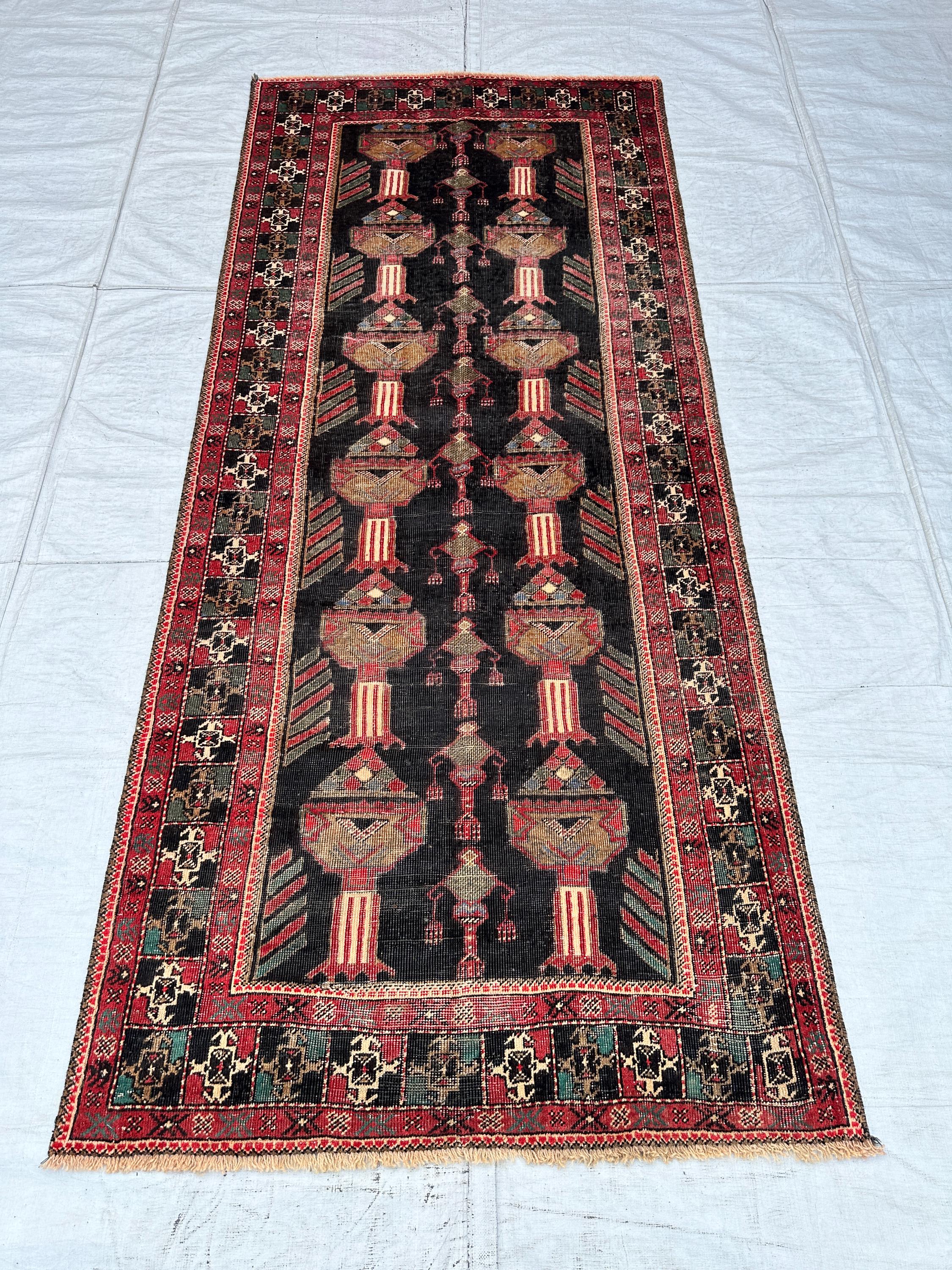1960s Antique Caucasian Runner 4x9 Ft Rug,hand-knotted Tribal Hallway ...