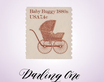 Set of 8 Baby Buggy 1880s Transportation 7c unused USPS vintage postage stamps for baby shower