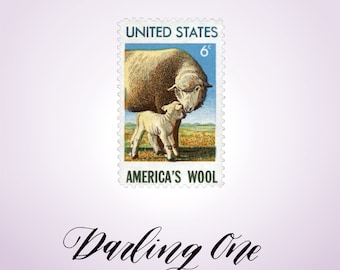 Set of 10 or 20 Americas Wool 6c unused USPS vintage postage stamps baby lamb