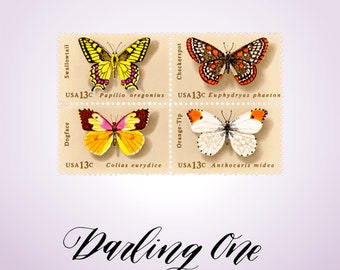Set of 8 or 16 American Butterfly 13c unused USPS vintage postage stamps butterflies