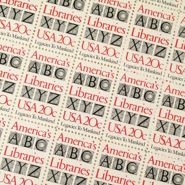 Unused set of 10 Americas Libraries postage stamps