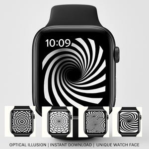Apple Watch Wallpaper Optical Illusion  | Black and White Digital Prints | Hypnotic Swirl, Spiral & Geometric | | Instant Digital Download