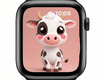 牛のApple Watch壁紙 | 農場の動物の顔（デジタルダウンロード）