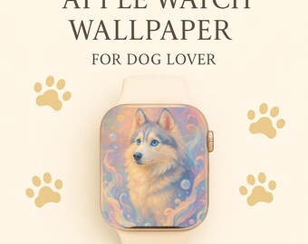 Fondo de pantalla para Apple Watch con retrato de perro pastel / Amor de cachorro (Descarga digital)