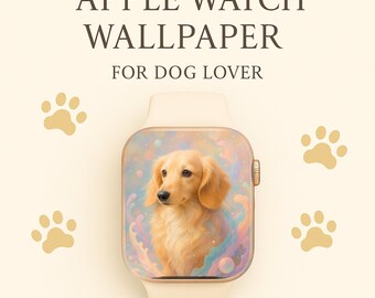 Fondo de pantalla para Apple Watch con retrato de perro pastel / Amante de los cachorros (Descarga digital)