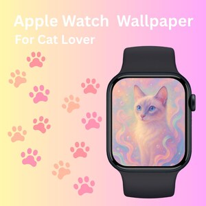 Pastel Cat Watch face | Pastel Cat Apple Watch Wallpapers | Cute Aesthetic Cat Faces for Smartwatch | Digital Download for Cat Lovers