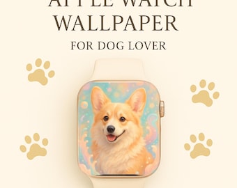 Fondo de pantalla con retrato de perro pastel para Apple Watch (descarga digital)