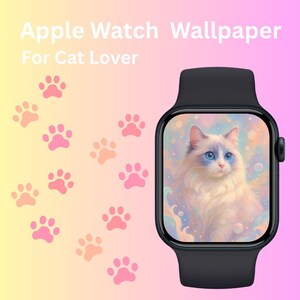 Pastel Cat Watch face | Pastel Cat Apple Watch Wallpapers | Cute Aesthetic Cat Faces for Smartwatch | Digital Download for Cat Lovers