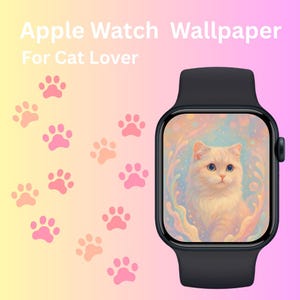 Pastel Cat Watch face | Pastel Cat Apple Watch Wallpapers | Cute Aesthetic Cat Faces for Smartwatch | Digital Download for Cat Lovers