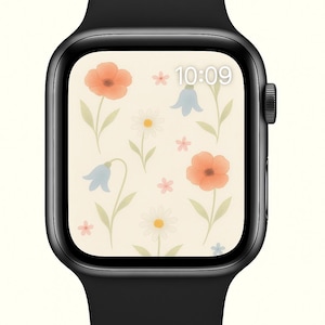 Quadrante dell'orologio con motivo Wild Meadow Mix in acquerello / Sfondo con fiori di campo pastello per Apple Watch