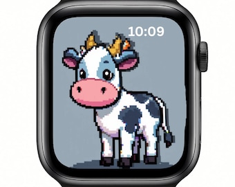 牛のApple Watch壁紙、漫画の農場の動物（デジタルダウンロード）