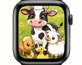 牛のApple Watchの文字盤 | 農場の動物の壁紙（デジタルダウンロード）