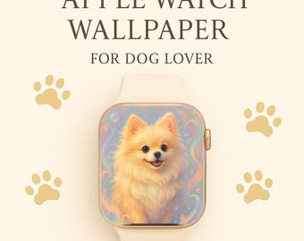 Retrato de perro en tonos pastel para Apple Watch / Fondo de pantalla para amantes de los cachorros (Descarga digital)